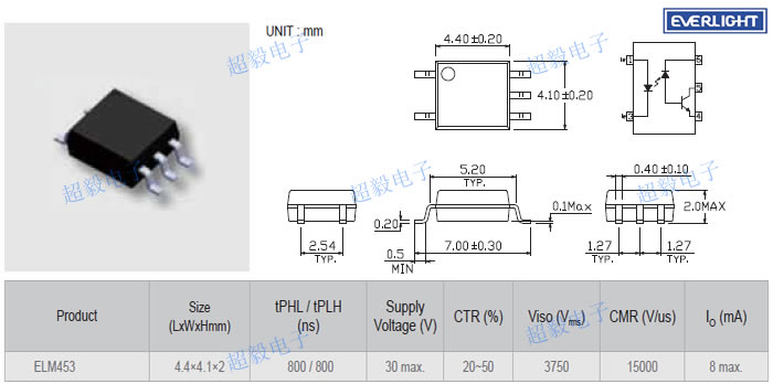 亿光光耦ELM453尺寸