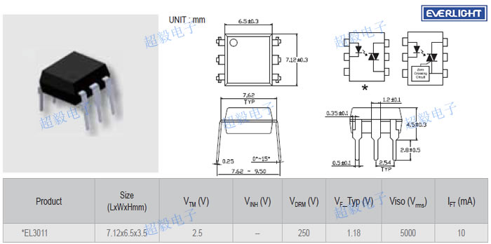 亿光光耦EL3011尺寸